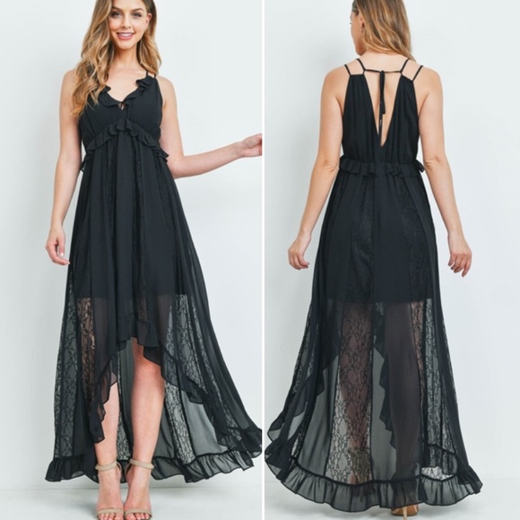 Trend Setter Diva Boutique Dresses & Skirts - Black Lacey Maxi Dress